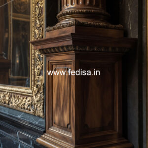 Carved Wooden Pillar Design for Interiors
