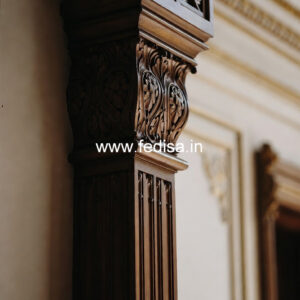 Wooden Pillar Design for Office Interior