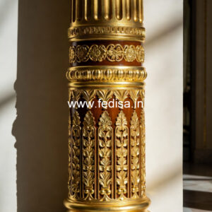 Wooden Pillar Design with Detailed Carving