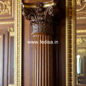 Wooden Pillar Design with Classic Carving