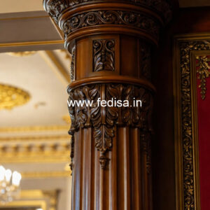 Wooden Pillar Design with Fine Detailing