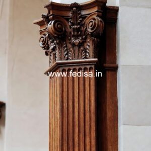 Wooden Pillar Design with Antique Finish