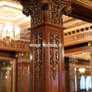 Wooden Pillar Design with Handcrafted Look