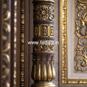 Wooden Pillar Design with Artistic Detailing