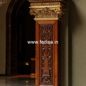 Wooden Pillar Design with Elegant Craft