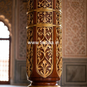 Wooden Pillar Design with Designer Finish