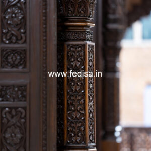 Solid Wood Pillar Design with Carving