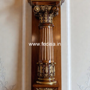Wooden Pillar Design with Elegant Finish