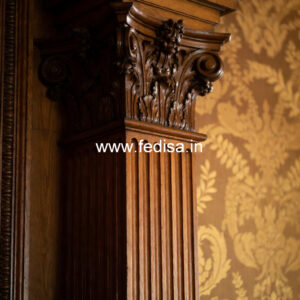 Wooden Pillar Design with Classic Carving