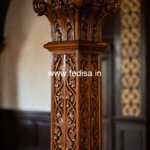 Wooden Pillar Design with Fine Detailing