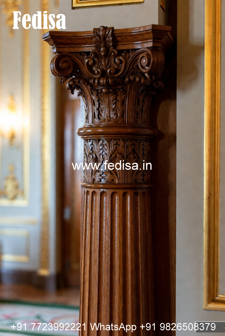 Wooden Pillar Design with Unique Finish