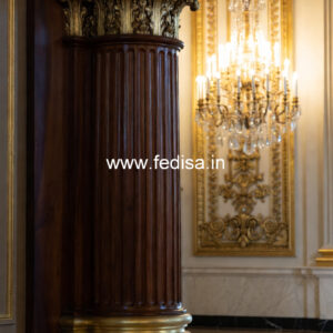Carved Wooden Pillar Design for Interiors