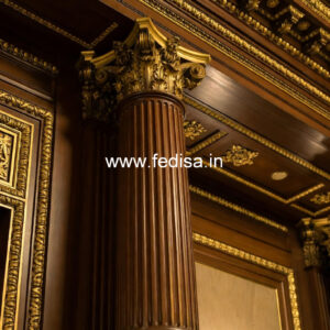 Wooden Pillar Design with Traditional Touch