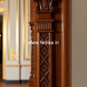 Wooden Pillar Design with Intricate Carving