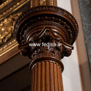 Wooden Pillar Design with Gloss Finish