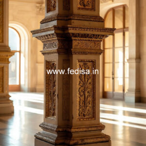 Wooden Pillar Design with Hand Carving
