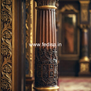 Wooden Pillar Design with Elegant Finish