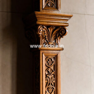 Wooden Pillar Design with Detailed Carving