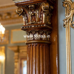 Wooden Pillar Design with Artistic Finish