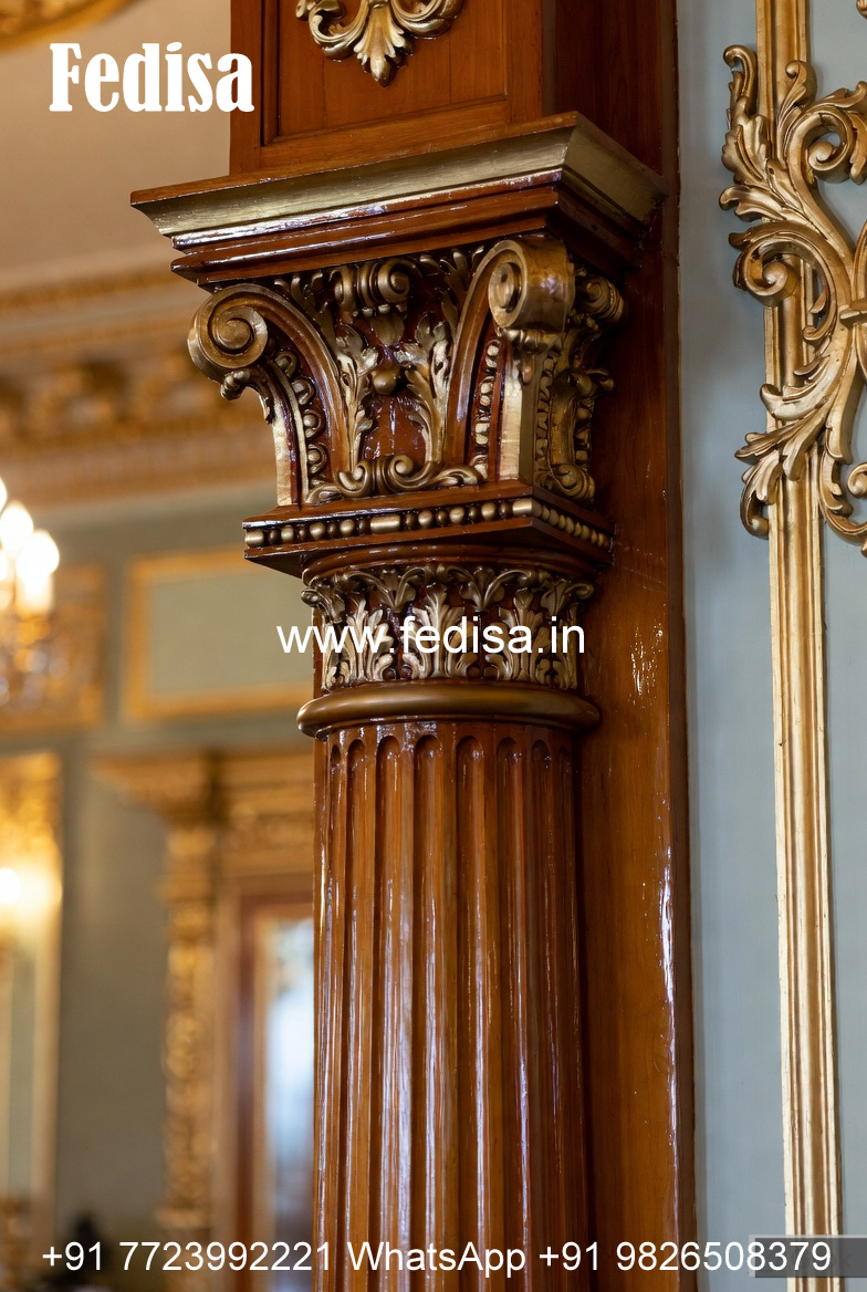 Wooden Pillar Design with Artistic Finish