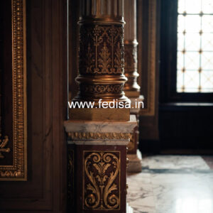 Wooden Pillar Design with Stylish Carving