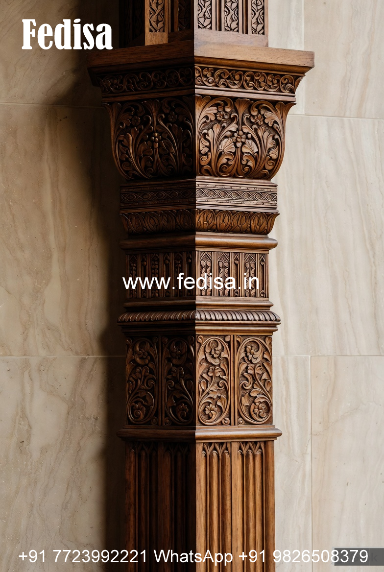 Wooden Pillar Design for Grand Interiors