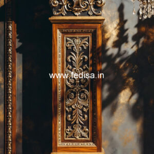Solid Wood Pillar Design with Carving