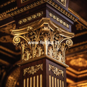 Wooden Pillar Design with Intricate Carving