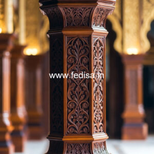Wooden Pillar Design with Smooth Finish