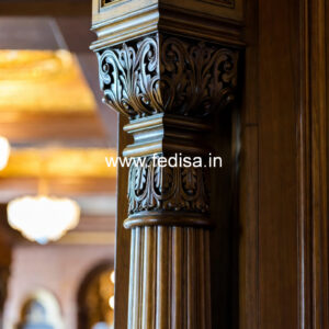 Wooden Pillar Design with Artistic Finish
