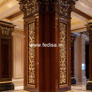 Wooden Pillar Design with Fine Detailing