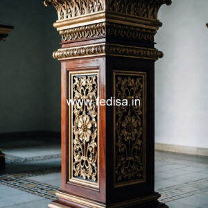 Wooden Pillar Design with Handcrafted Look