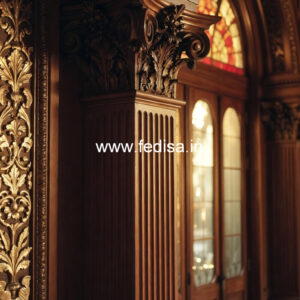 Solid Wood Pillar Design with Carving