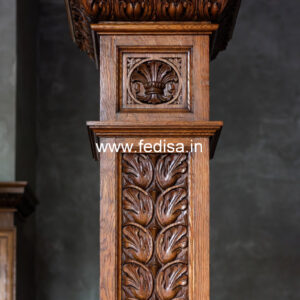 Wooden Pillar Design with Intricate Carving