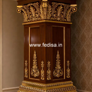 Wooden Pillar Design with Hand Carving