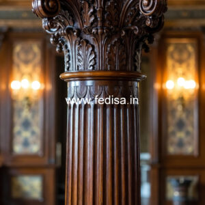 Wooden Pillar Design with Decorative Work