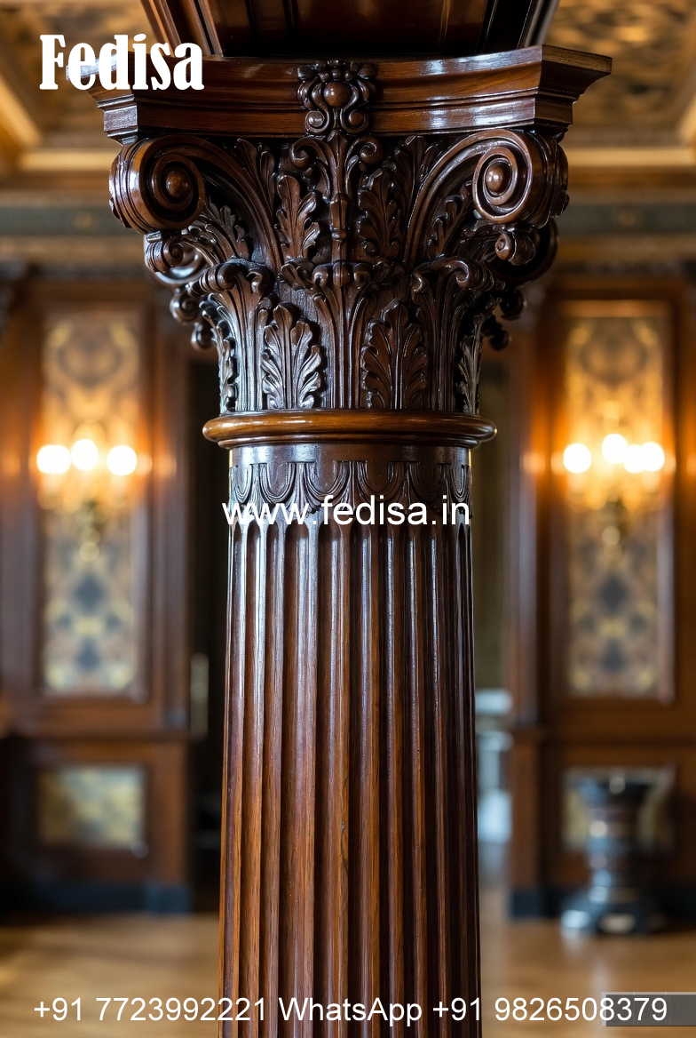 Wooden Pillar Design with Decorative Work