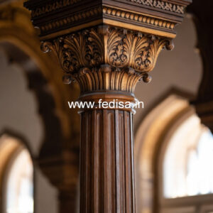 Wooden Pillar Design with Fine Detailing