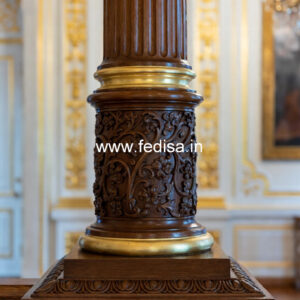 Wooden Pillar Design with Antique Finish