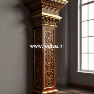 Wooden Pillar Design with Handcrafted Look