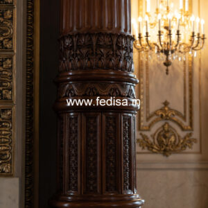 Wooden Pillar Design with Stylish Carving