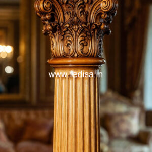 Wooden Pillar Design with Artistic Detailing