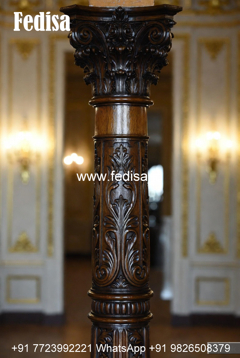Wooden Pillar Design with Designer Finish