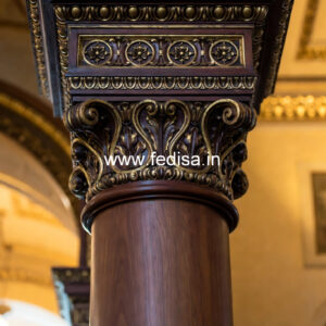 Wooden Pillar Design with Artistic Work