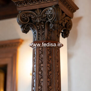 Wooden Pillar Design with Hand Carving