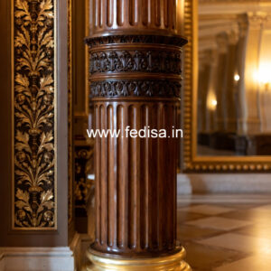Wooden Pillar Design with Detailed Carving