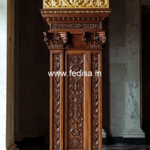 Wooden Pillar Design with Antique Finish