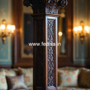 Wooden Pillar Design with Handcrafted Look